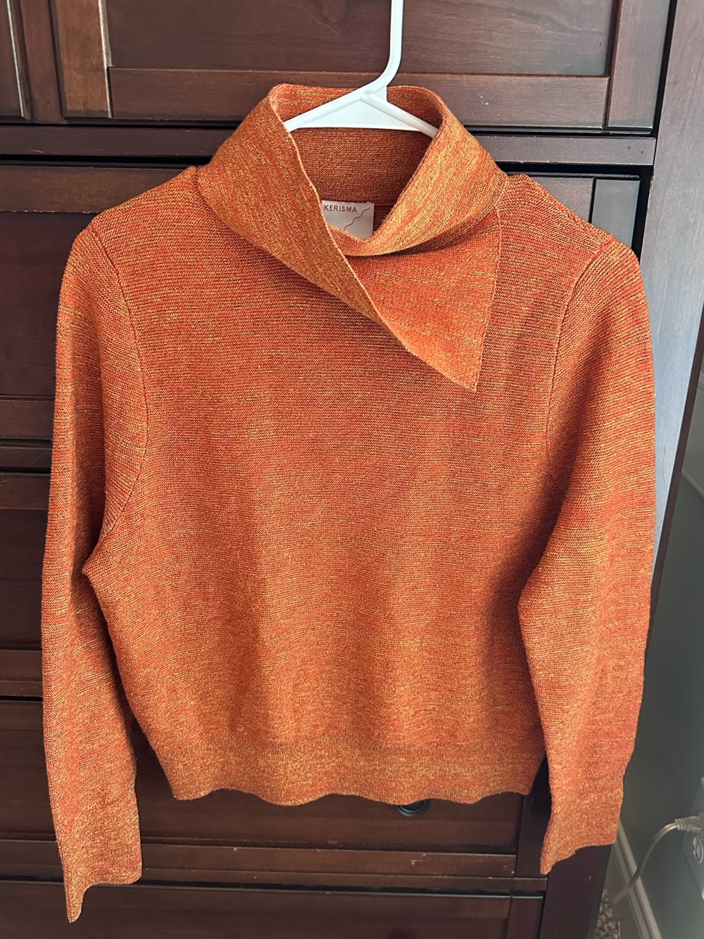 Kerisma split neck burnt orange wool blend sweater size S/M